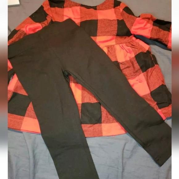 Carter's Buffalo Check Red Black 2 Piece Set Toddler 2T Button Top And Leggings - Picture 4 of 4